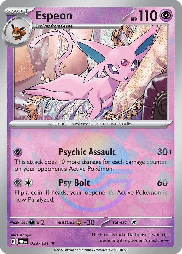 Espeon (033/131) (Poke Ball Pattern) [Scarlet & Violet: Prismatic Evolutions] - Pokémon - Card Brawlers | Quebec | Canada |