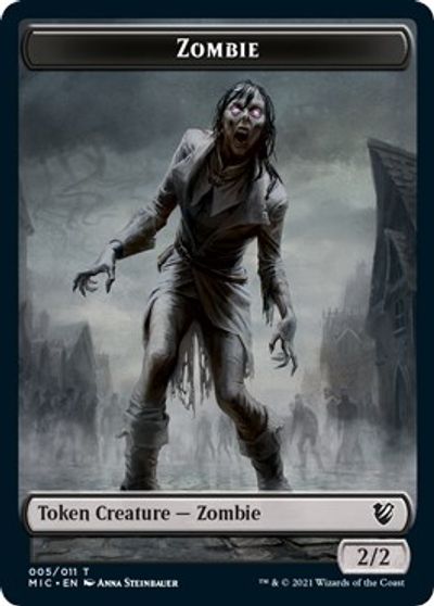 Zombie // Zombie Double-Sided Token (005 MIC/005 MID) [Innistrad: Midnight Hunt Commander Tokens] - Magic: The Gathering - Card Brawlers | Quebec | Canada |