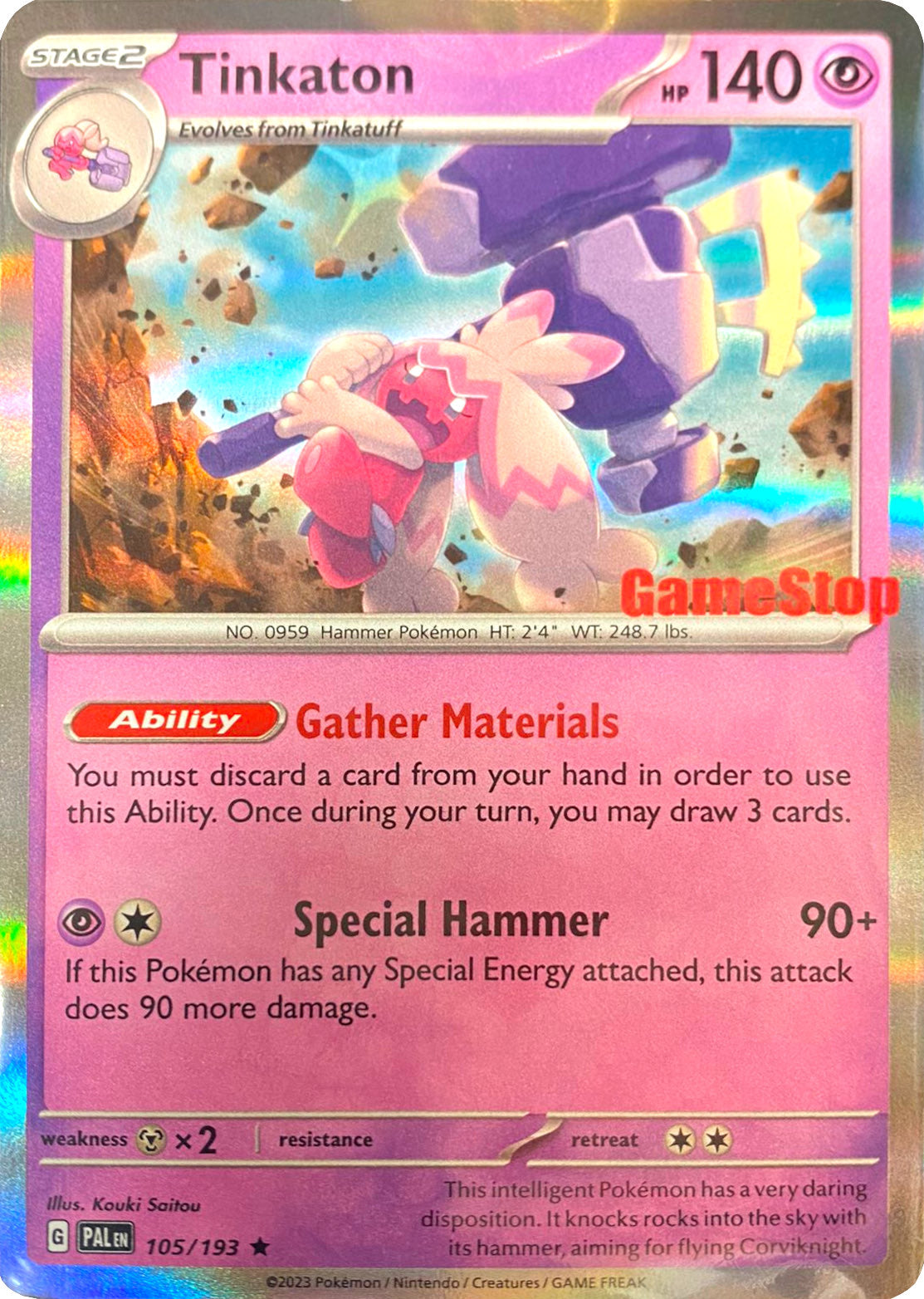Tinkaton (105/193) (GameStop) [Scarlet & Violet: Paldea Evolved] - Pokémon - Card Brawlers | Quebec | Canada |