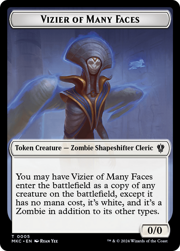 Vizier of Many Faces // Zombie Double-Sided Token [Murders at Karlov Manor Commander Tokens] - Magic: The Gathering - Card Brawlers | Quebec | Canada |