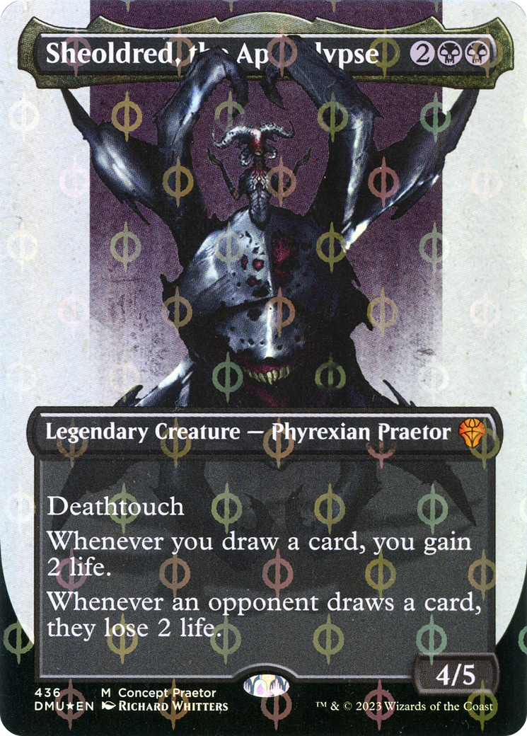 Sheoldred, the Apocalypse (Borderless Concept Praetors Step-and-Compleat Foil) [Phyrexia: All Will Be One] - Magic: The Gathering - Card Brawlers | Quebec | Canada |