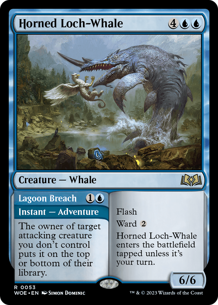 Horned Loch-Whale // Lagoon Breach [Wilds of Eldraine] - Magic: The Gathering - Card Brawlers | Quebec | Canada |