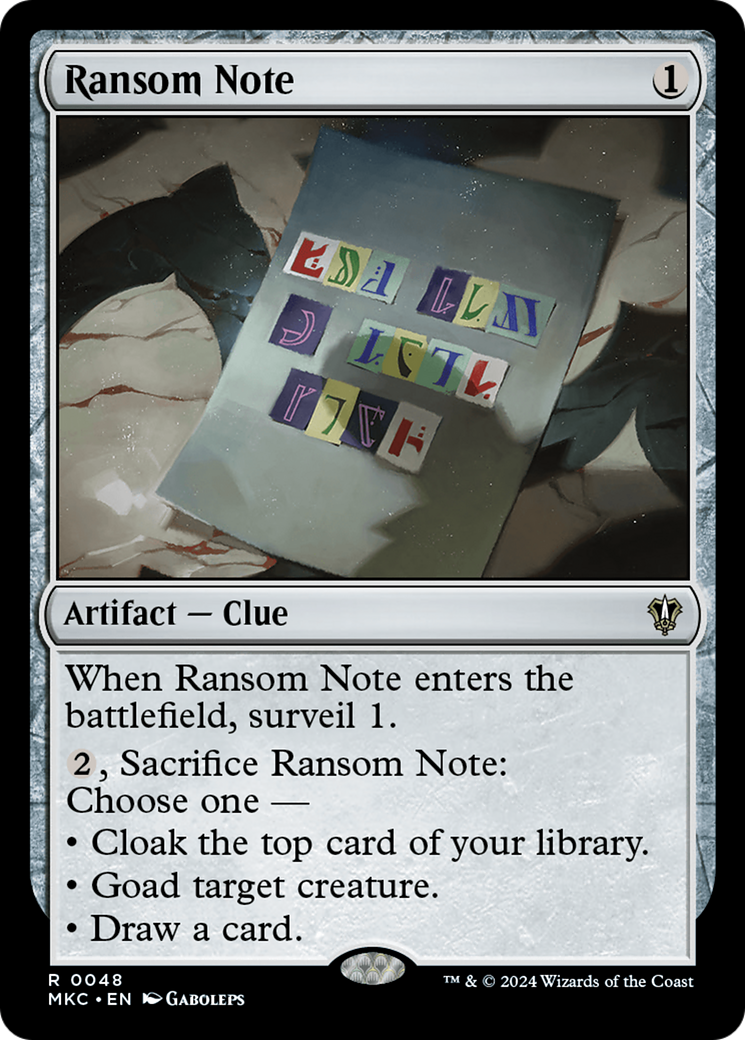 Ransom Note (0048) [Murders at Karlov Manor Commander] - Magic: The Gathering - Card Brawlers | Quebec | Canada |