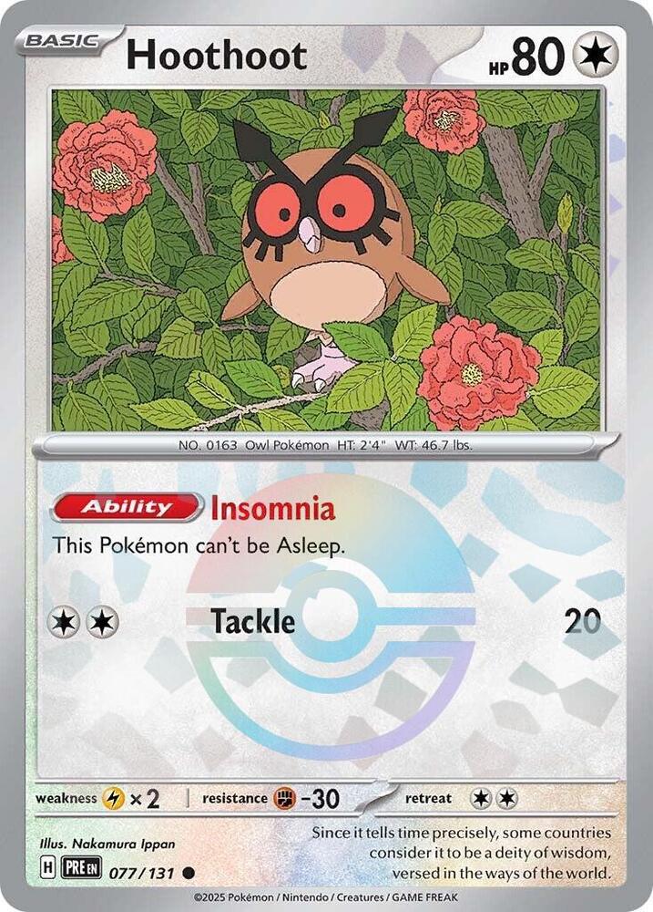 Hoothoot (077/131) (Poke Ball Pattern) [Scarlet & Violet: Prismatic Evolutions] - Pokémon - Card Brawlers | Quebec | Canada |