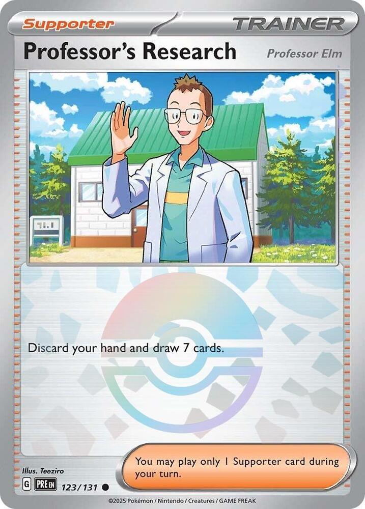 Professor's Research (123/131) [Professor Elm] (Poke Ball Pattern) [Scarlet & Violet: Prismatic Evolutions] - Pokémon - Card Brawlers | Quebec | Canada |