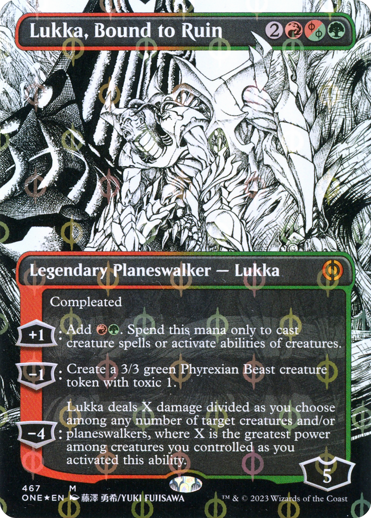 Lukka, Bound to Ruin (Borderless Manga Step-and-Compleat Foil) [Phyrexia: All Will Be One] - Magic: The Gathering - Card Brawlers | Quebec | Canada |