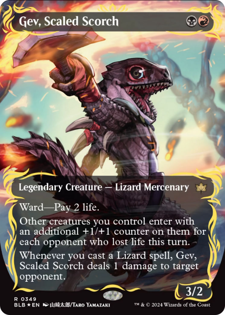 Gev, Scaled Scorch (Borderless) (Raised Foil) [Bloomburrow] - Magic: The Gathering - Card Brawlers | Quebec | Canada |