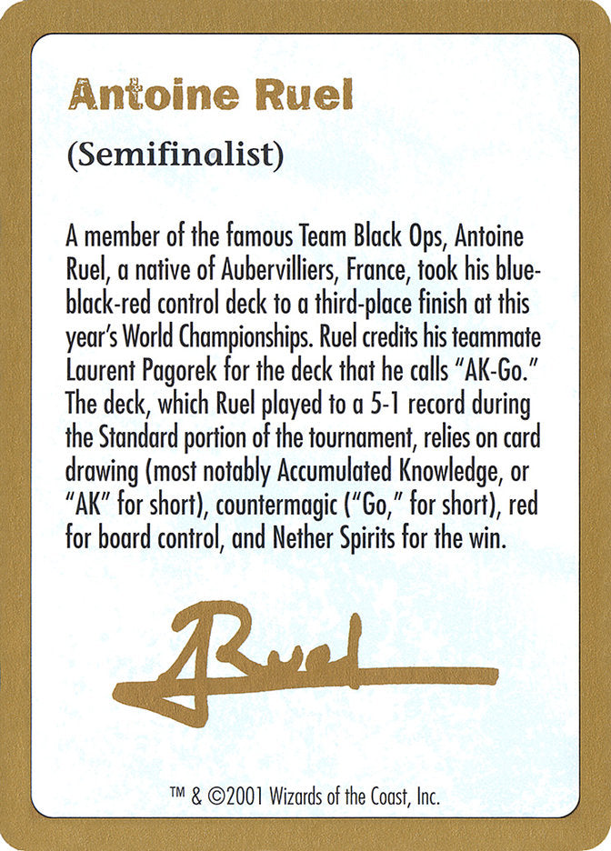 Antoine Ruel Bio [World Championship Decks 2001] - Magic: The Gathering - Card Brawlers | Quebec | Canada |
