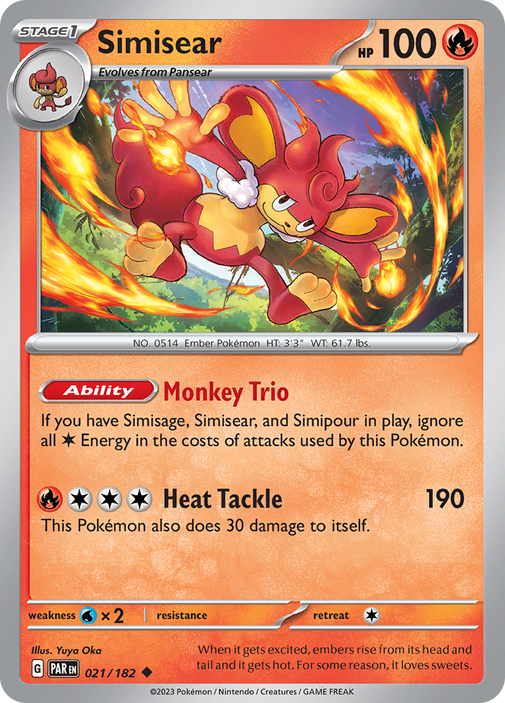Simisear (021/182) [Scarlet & Violet: Paradox Rift] - Pokémon - Card Brawlers | Quebec | Canada |
