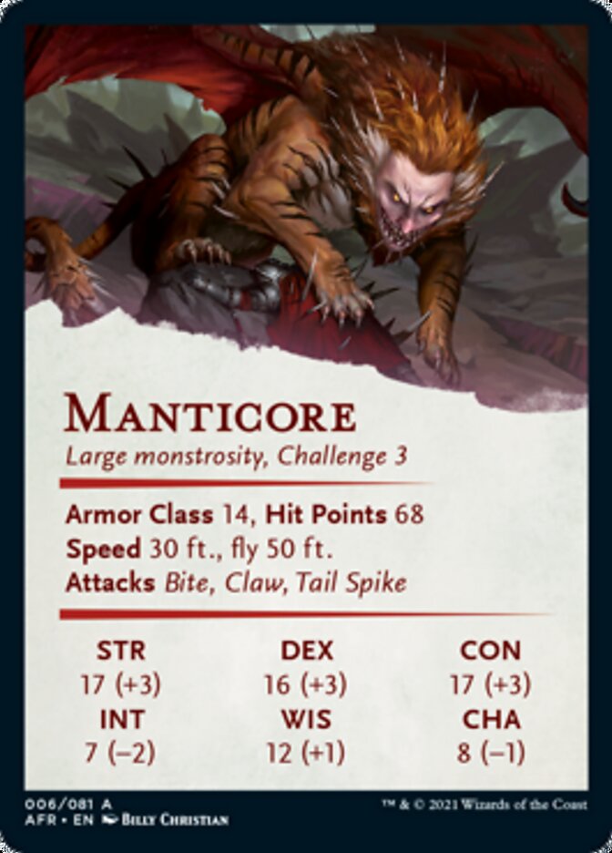 Manticore Art Card [Dungeons & Dragons: Adventures in the Forgotten Realms Art Series] - Magic: The Gathering - Card Brawlers | Quebec | Canada |
