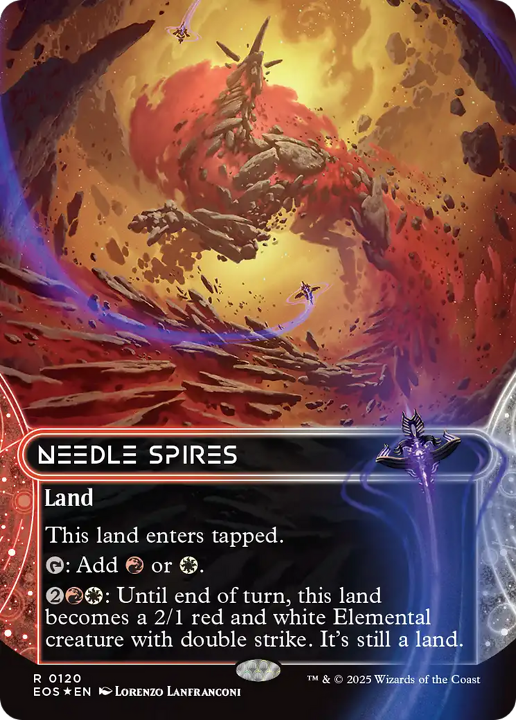 Needle Spires (0120) (Borderless) (Galaxy Foil) [Edge of Eternities: Stellar Sights] - Magic: The Gathering - Card Brawlers | Quebec | Canada |