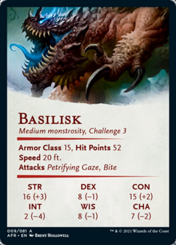 Basilisk Art Card (Gold-Stamped Signature) [Dungeons & Dragons: Adventures in the Forgotten Realms Art Series] - Magic: The Gathering - Card Brawlers | Quebec | Canada |