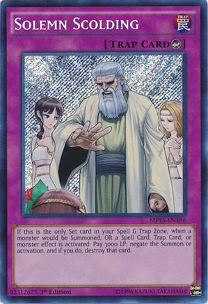 Solemn Scolding [MP15-EN186] Secret Rare - Yu-Gi-Oh! - Card Brawlers | Quebec | Canada |