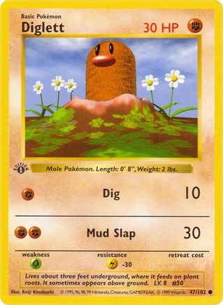 Diglett (47/102) (Shadowless) [Base Set 1st Edition] - Pokémon - Card Brawlers | Quebec | Canada |
