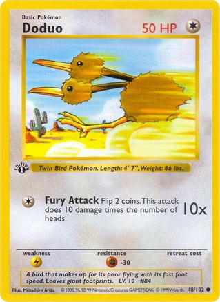 Doduo (48/102) (Shadowless) [Base Set 1st Edition] - Pokémon - Card Brawlers | Quebec | Canada |