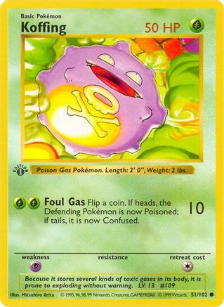 Koffing (51/102) (Shadowless) [Base Set 1st Edition] - Pokémon - Card Brawlers | Quebec | Canada |