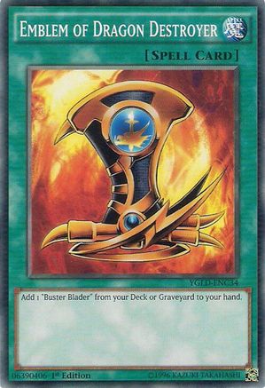 Emblem of Dragon Destroyer [YGLD-ENC34] Common - Yu-Gi-Oh! - Card Brawlers | Quebec | Canada |