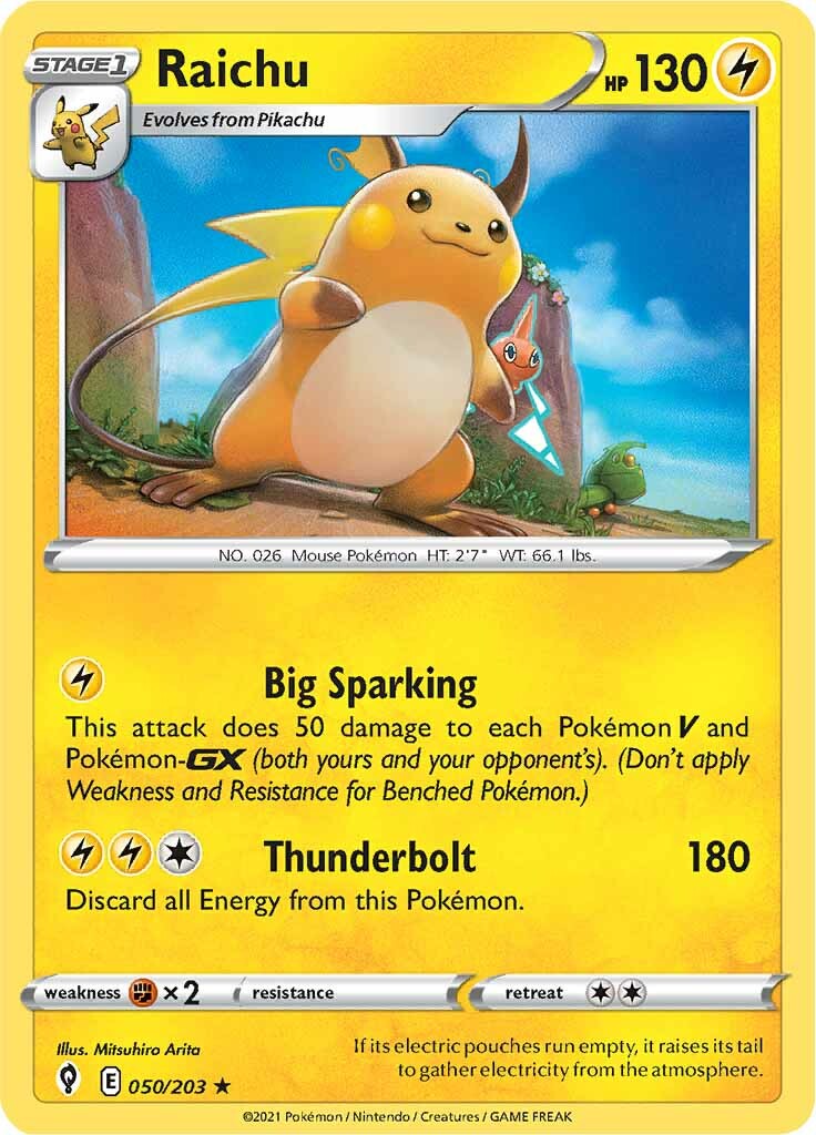Raichu (050/203) [Sword & Shield: Evolving Skies] - Pokémon - Card Brawlers | Quebec | Canada |