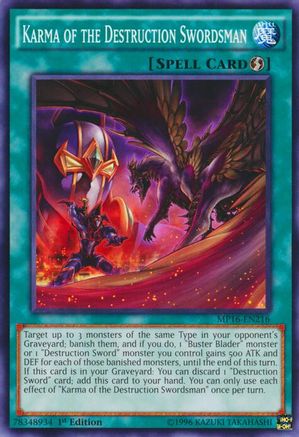 Karma of the Destruction Swordsman [MP16-EN216] Common - Yu-Gi-Oh! - Card Brawlers | Quebec | Canada |