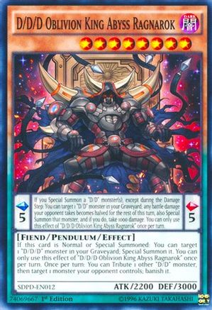 D/D/D Oblivion King Abyss Ragnarok [SDPD-EN012] Common - Yu-Gi-Oh! - Card Brawlers | Quebec | Canada |