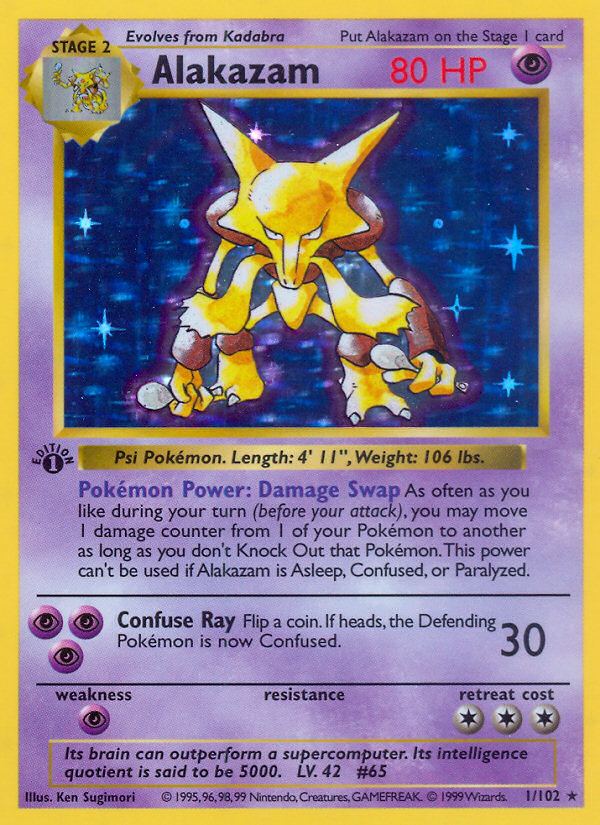 Alakazam (1/102) (Shadowless) [Base Set 1st Edition] - Pokémon - Card Brawlers | Quebec | Canada |