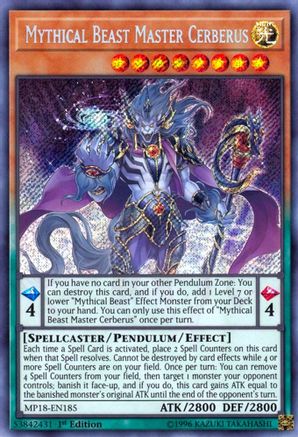 Mythical Beast Master Cerberus [MP18-EN185] Secret Rare - Yu-Gi-Oh! - Card Brawlers | Quebec | Canada |