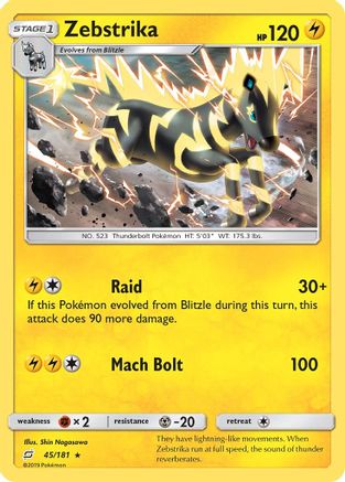 Zebstrika (45/181) [Sun & Moon: Team Up] - Pokémon - Card Brawlers | Quebec | Canada |