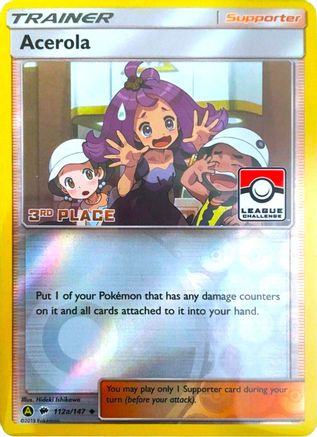 Acerola (112a/147) (League Promo 3rd Place) [Sun & Moon: Burning Shadows] - Pokémon - Card Brawlers | Quebec | Canada |
