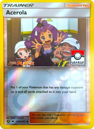 Acerola (112a/147) (League Promo 4th Place) [Sun & Moon: Burning Shadows] - Pokémon - Card Brawlers | Quebec | Canada |