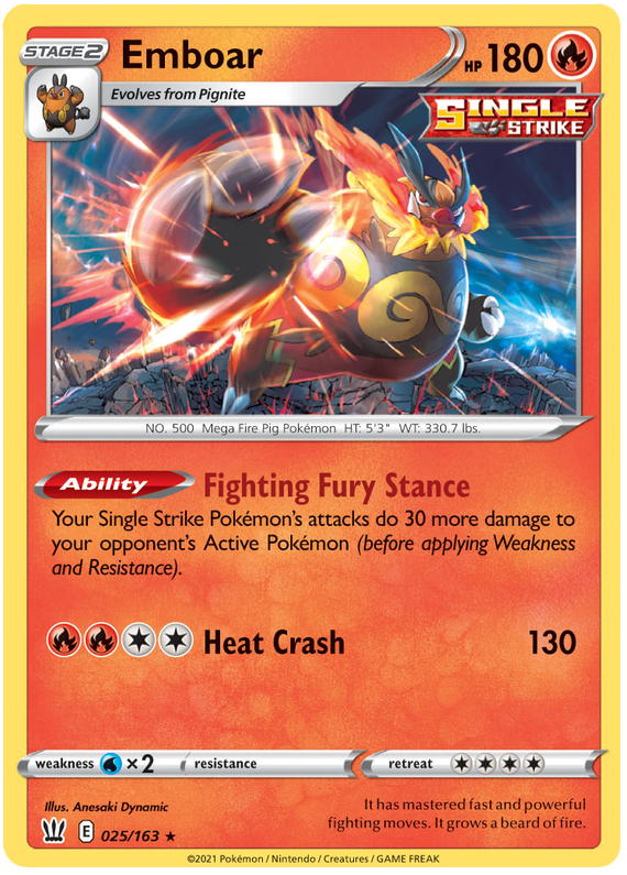 Emboar (025/163) [Sword & Shield: Battle Styles] - Pokémon - Card Brawlers | Quebec | Canada |