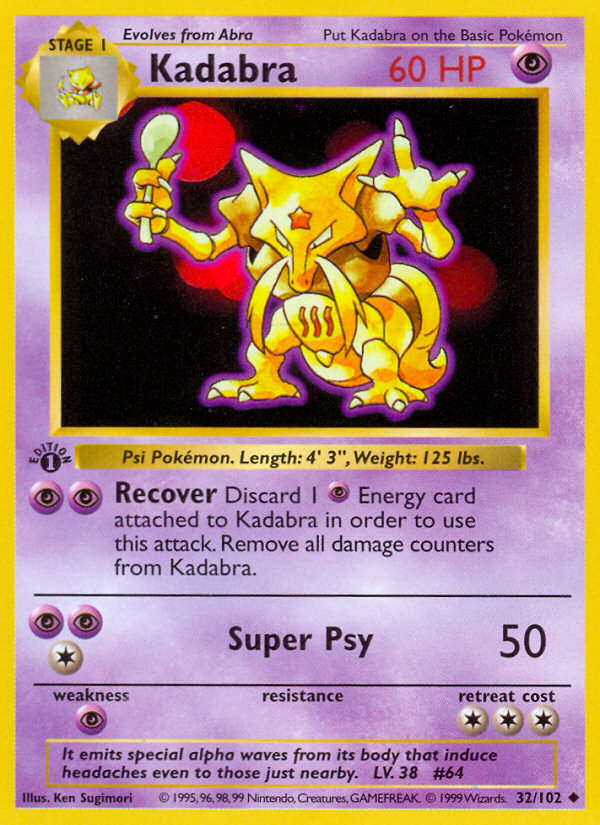 Kadabra (32/102) (Shadowless) [Base Set 1st Edition] - Pokémon - Card Brawlers | Quebec | Canada |
