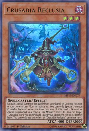 Crusadia Reclusia [MP19-EN077] Ultra Rare - Yu-Gi-Oh! - Card Brawlers | Quebec | Canada |