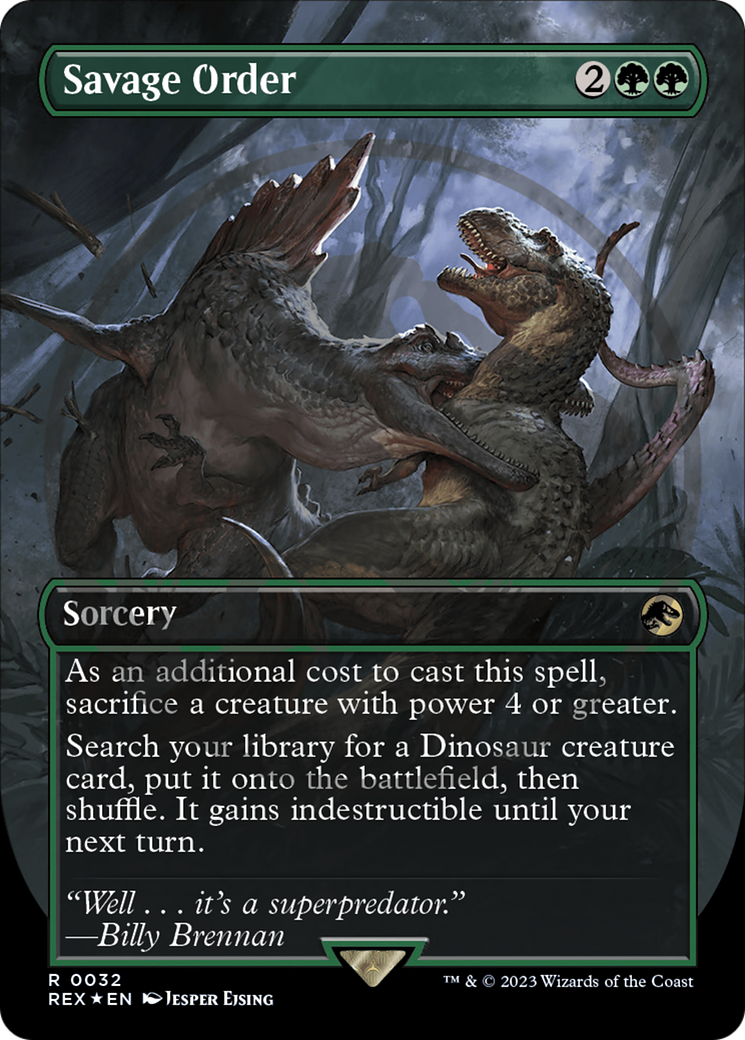 Savage Order (Emblem) (Borderless) [Jurassic World Collection Tokens] - Magic: The Gathering - Card Brawlers | Quebec | Canada |