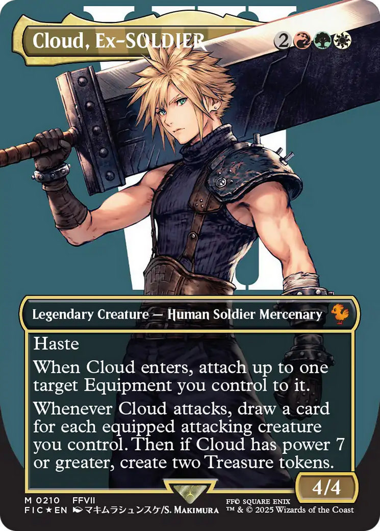 Cloud, Ex-SOLDIER (Borderless) (Surge Foil) [FINAL FANTASY Commander] - Magic: The Gathering - Card Brawlers | Quebec | Canada |