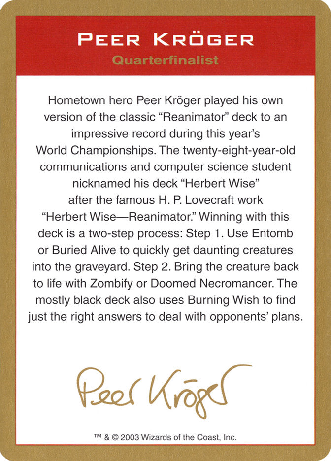 Peer Kroger Bio [World Championship Decks 2003] - Magic: The Gathering - Card Brawlers | Quebec | Canada |