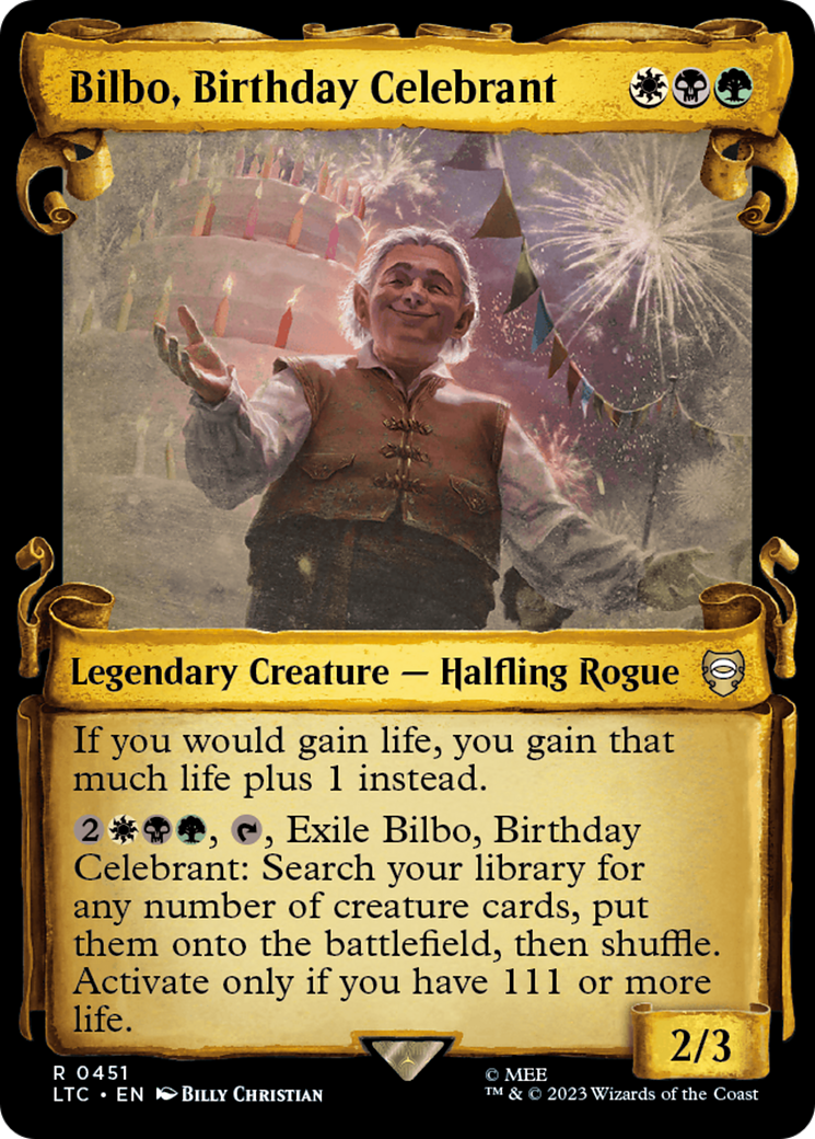 Bilbo, Birthday Celebrant [The Lord of the Rings: Tales of Middle-Earth Commander Showcase Scrolls] - Magic: The Gathering - Card Brawlers | Quebec | Canada |