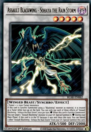 Assault Blackwing - Sohaya the Rain Storm [BLAR-EN062] Ultra Rare - Yu-Gi-Oh! - Card Brawlers | Quebec | Canada |