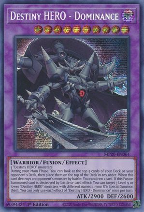 Destiny Hero - Dominance [MP20-EN064] Prismatic Secret Rare - Yu-Gi-Oh! - Card Brawlers | Quebec | Canada |