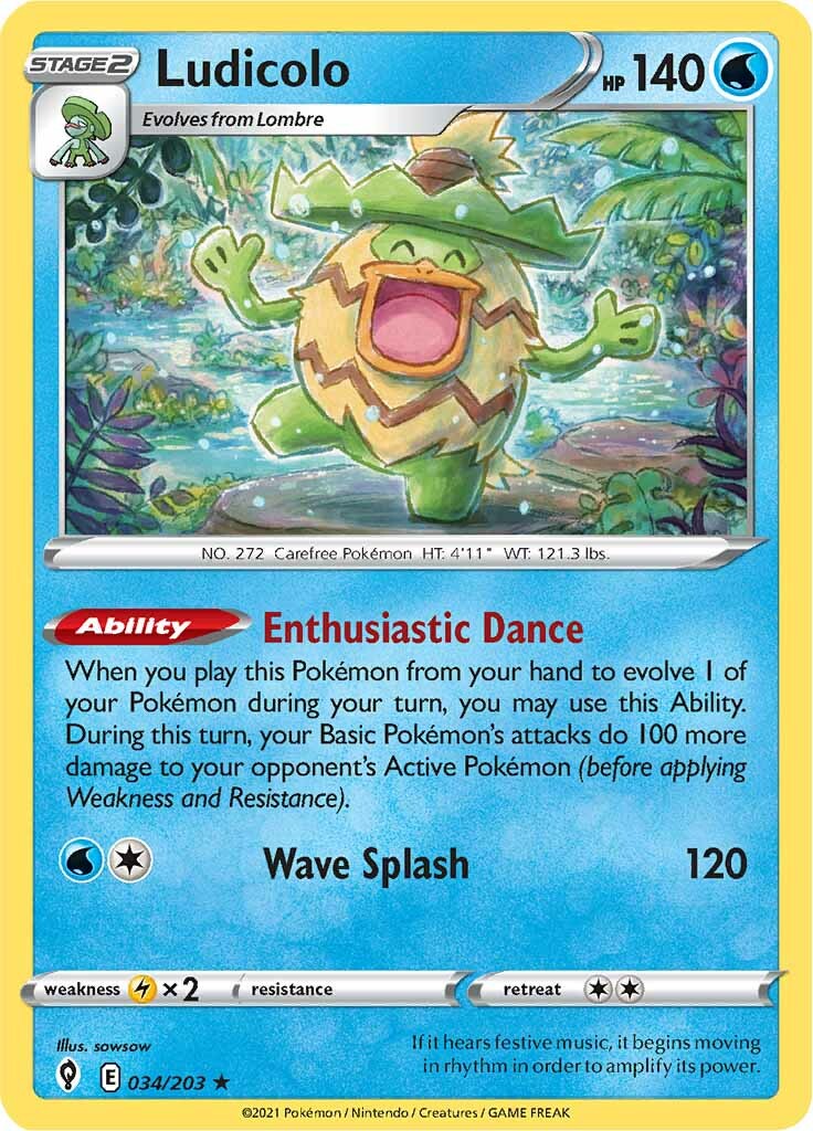 Ludicolo (034/203) [Sword & Shield: Evolving Skies] - Pokémon - Card Brawlers | Quebec | Canada |