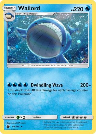 Wailord (40/168) (Cosmos Holo) [Sun & Moon: Celestial Storm] - Pokémon - Card Brawlers | Quebec | Canada |