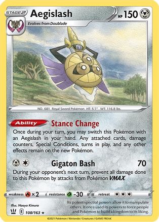 Aegislash (108/163) [Sword & Shield: Battle Styles] - Pokémon - Card Brawlers | Quebec | Canada |
