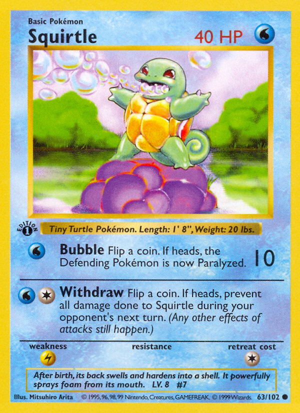 Squirtle (63/102) (Shadowless) [Base Set 1st Edition] - Pokémon - Card Brawlers | Quebec | Canada |
