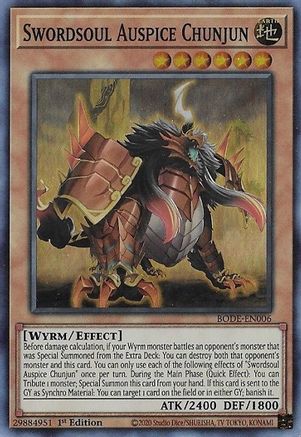 Swordsoul Auspice Chunjun [BODE-EN006] Super Rare - Yu-Gi-Oh! - Card Brawlers | Quebec | Canada |