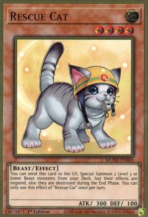 Rescue Cat (Alternate Art) [MGED-EN006] Gold Rare - Yu-Gi-Oh! - Card Brawlers | Quebec | Canada |