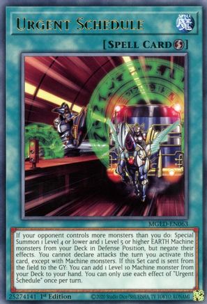 Urgent Schedule [MGED-EN063] Rare - Yu-Gi-Oh! - Card Brawlers | Quebec | Canada |