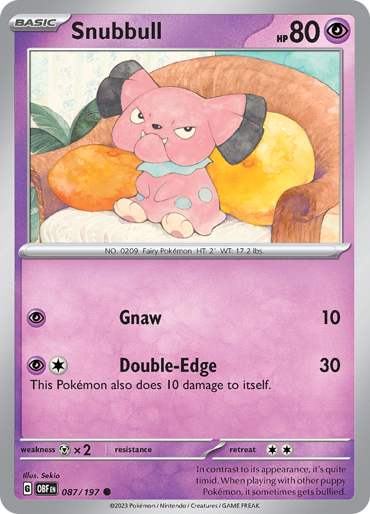 Snubbull (087/197) [Scarlet & Violet: Obsidian Flames] - Pokémon - Card Brawlers | Quebec | Canada |