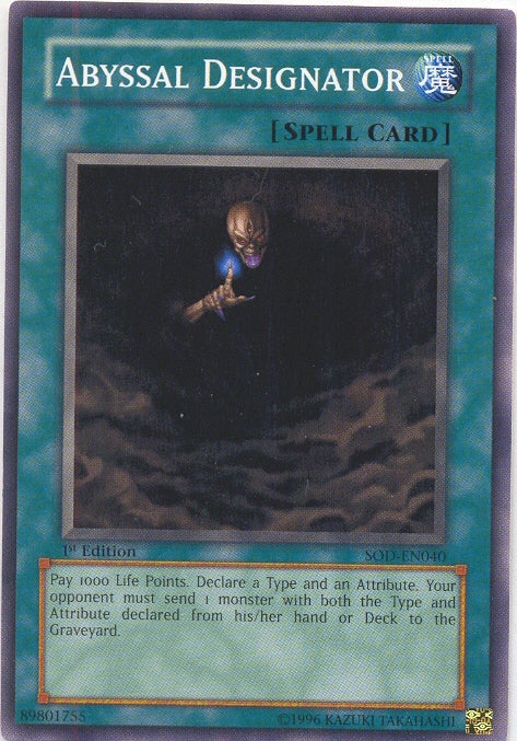 Abyssal Designator [SOD-EN040] Common - Yu-Gi-Oh! - Card Brawlers | Quebec | Canada |