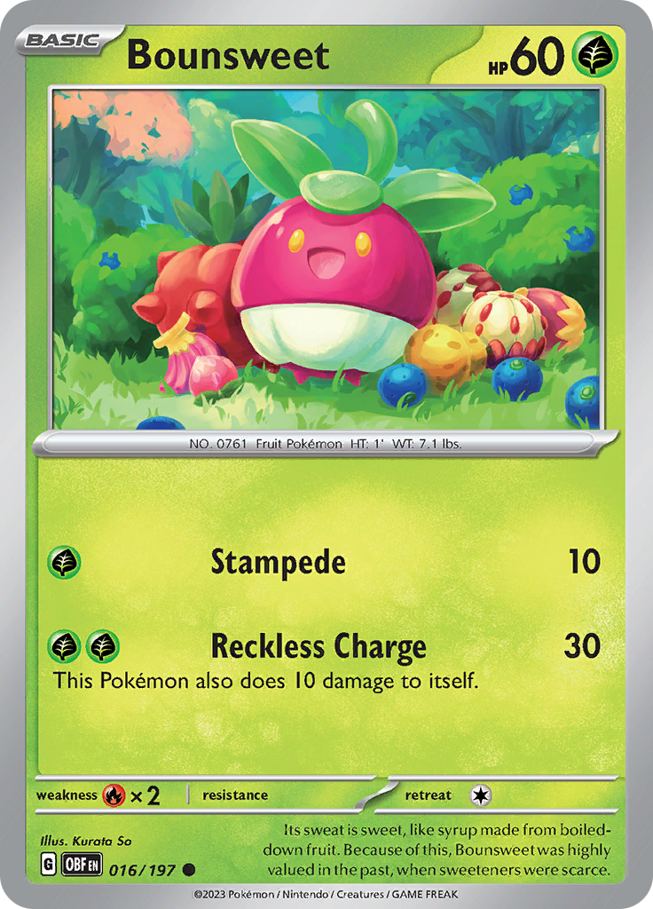 Bounsweet (016/197) [Scarlet & Violet: Obsidian Flames] - Pokémon - Card Brawlers | Quebec | Canada |
