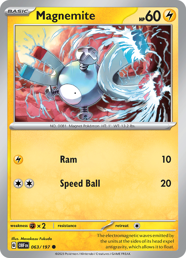Magnemite (063/197) [Scarlet & Violet: Obsidian Flames] - Pokémon - Card Brawlers | Quebec | Canada |