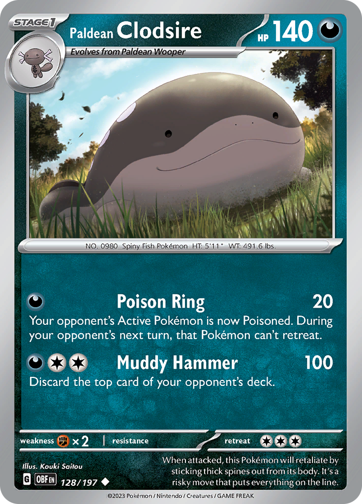 Paldean Clodsire (128/197) [Scarlet & Violet: Obsidian Flames] - Pokémon - Card Brawlers | Quebec | Canada |